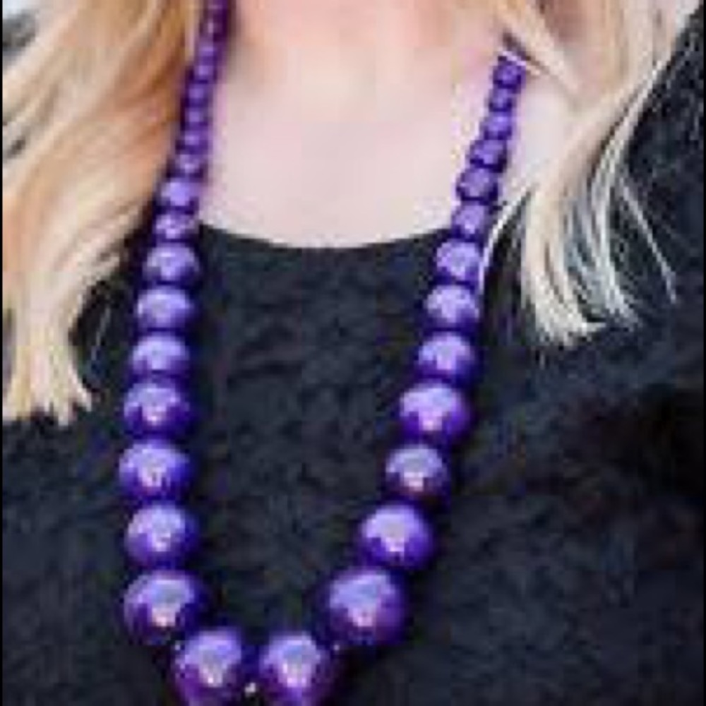 Purple Wood Bead Necklace